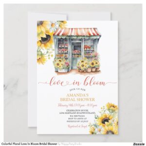 Colorful Floral Love In Bloom Bridal Shower Invitation