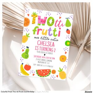 Colorful Fruit Two-tii Frutti 2nd Birthday Invitation