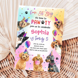 Come Sit Stay Pawty Animals Dog Birthday Party Invitation