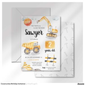 Construction Birthday Invitation