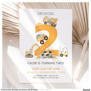 Construction Birthday Invitation 2nd Birthday