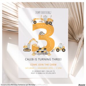 Construction Birthday Invitation 3rd Birthday