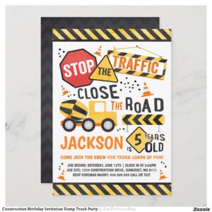 Construction Birthday Invitation Dump Truck Party