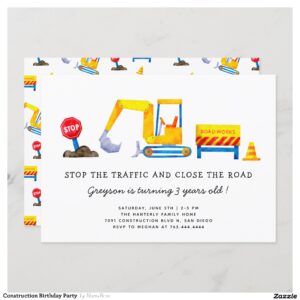 Construction Birthday Party Invitation