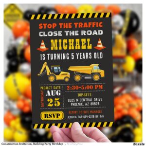 Construction Invitation, Building Party Birthday Invitation