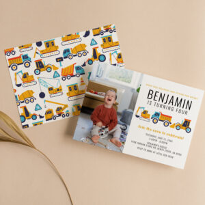 Construction Theme Birthday Dump Truck Party Invitation