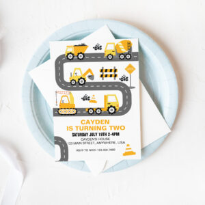 Construction Truck Birthday Invitation