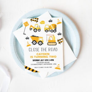Construction Truck Birthday Invitation