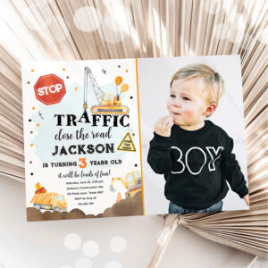 Construction Yellow Dump Truck Boy Birthday Invita Invitation