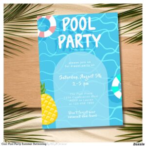 Cool Pool Party Summer Swimming Invitation