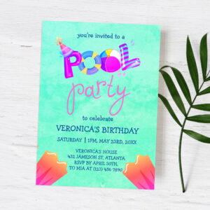 Cool Pool Party Summer Swimming Water Birthday Invitation