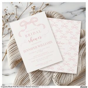 Coquette Blush Pink Bow Bridal Shower Invitation
