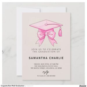 Coquette Bow Pink Graduation Invitation