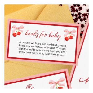Coquette Cherry Baby Shower Books for Baby Enclosure Card