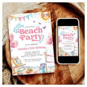 Coquette Coastal Teenage Beach Birthday Party Invitation