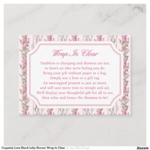 Coquette Love Shack baby Shower Wrap In Clear Enclosure Card
