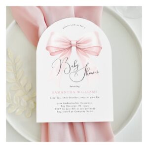 Coquette Pink Bow Arch Baby Shower Invitation