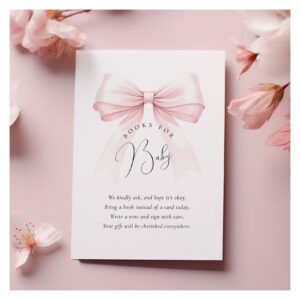 Coquette Pink Bow Baby Shower Books for Baby Enclosure Card