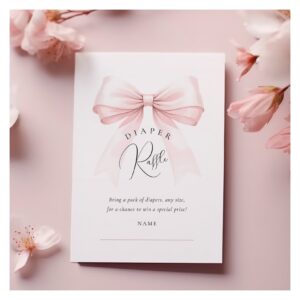 Coquette Pink Bow Baby Shower Diaper Raffle Enclosure Card