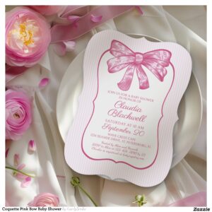 Coquette Pink Bow Baby Shower Invitation