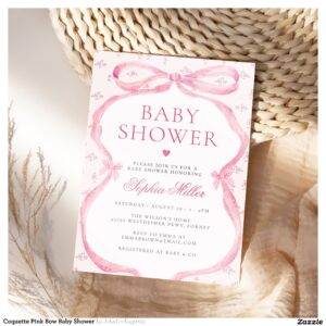 Coquette Pink Bow Baby Shower Invitation
