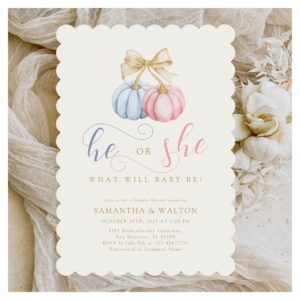 Coquette Pumpkins Gender Reveal Party Invitation