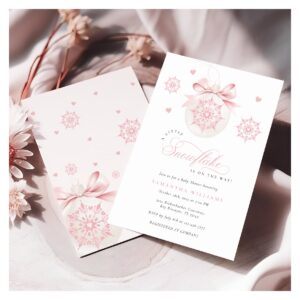 Coquette Snowflake Pink Baby Shower Invitation