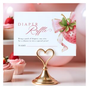 Coquette Strawberry Baby Shower Diaper Raffle Enclosure Card