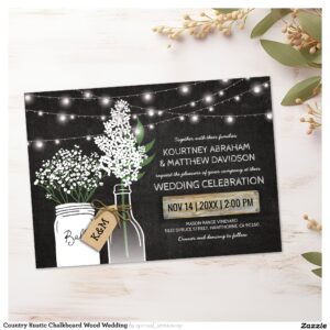 Country Rustic Chalkboard Wood Wedding Invitation