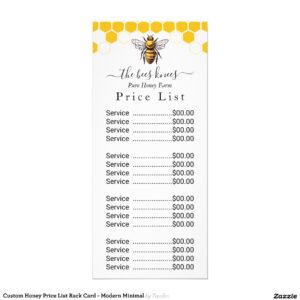 Custom Honey Price List Rack Card - Modern Minimal