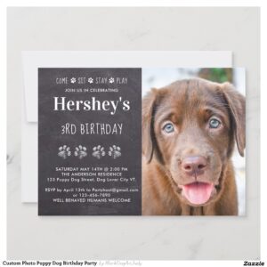 Custom Photo Puppy Dog Birthday Party Invitation