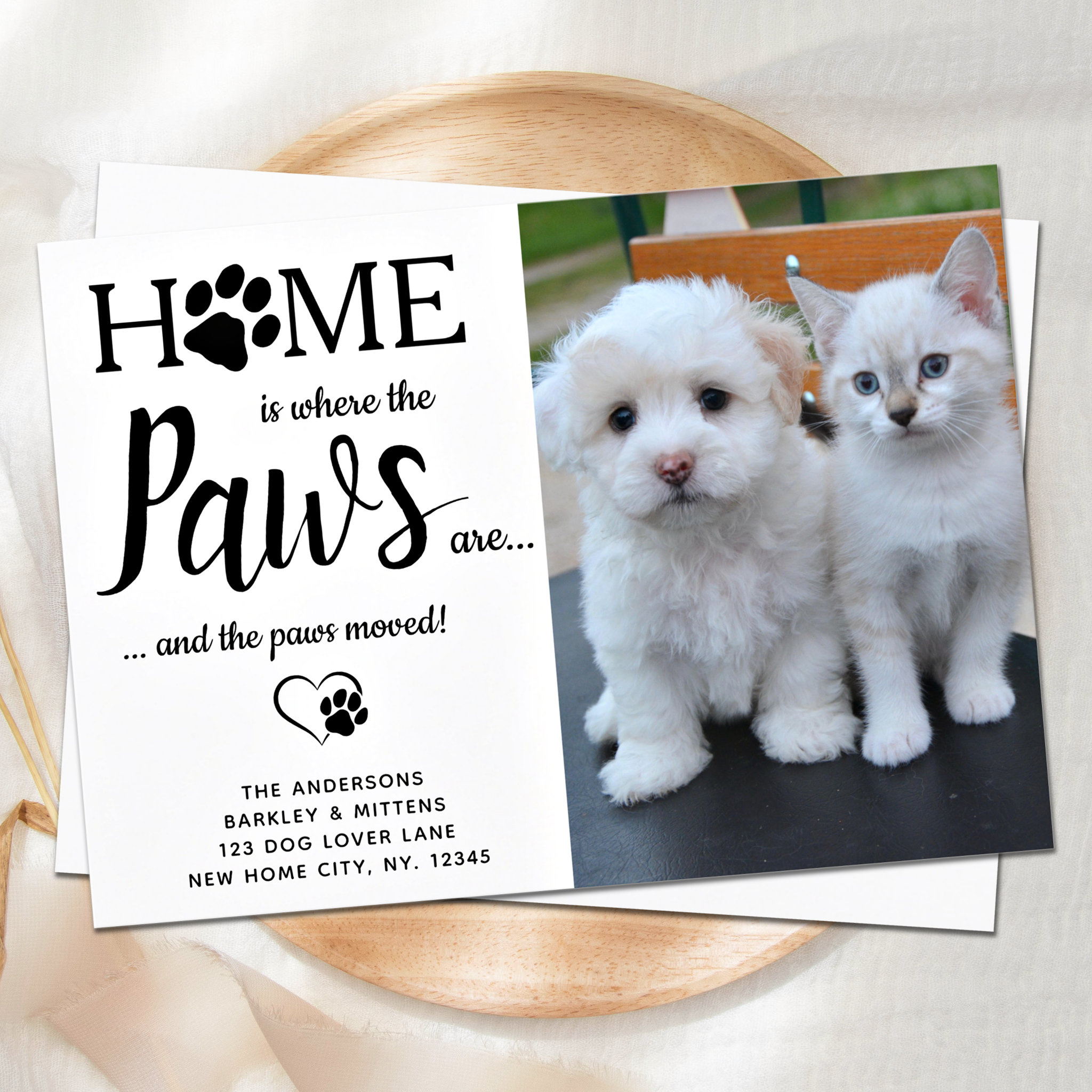 Custom Photo We've Moved Paws Cat Dog Pet Moving Announcement