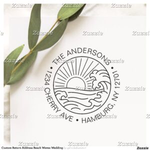 Custom Return Address Beach Waves Wedding Self-inking Stamp