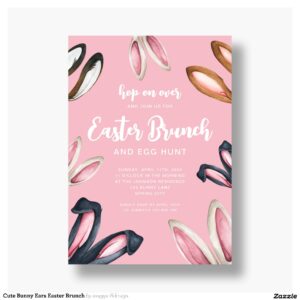 Cute Bunny Ears Easter Brunch Invitation