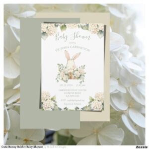 Cute Bunny Rabbit Baby Shower Invitation