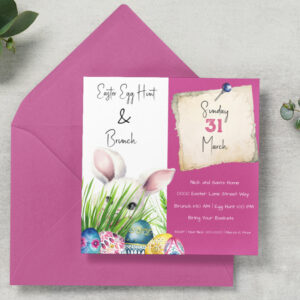 Cute Easter Bunny and Decorative Easter Eggs Invitation