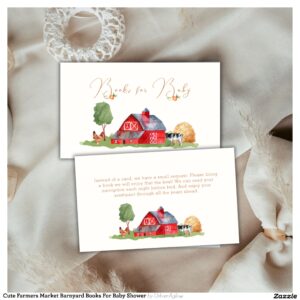 Cute Farmers Market Barnyard Books For Baby Shower Enclosure Card