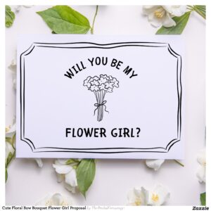 Cute Floral Bow Bouquet Flower Girl Proposal Card