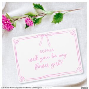Cute Hand Drawn Coquette Bow Flower Girl Proposal Card