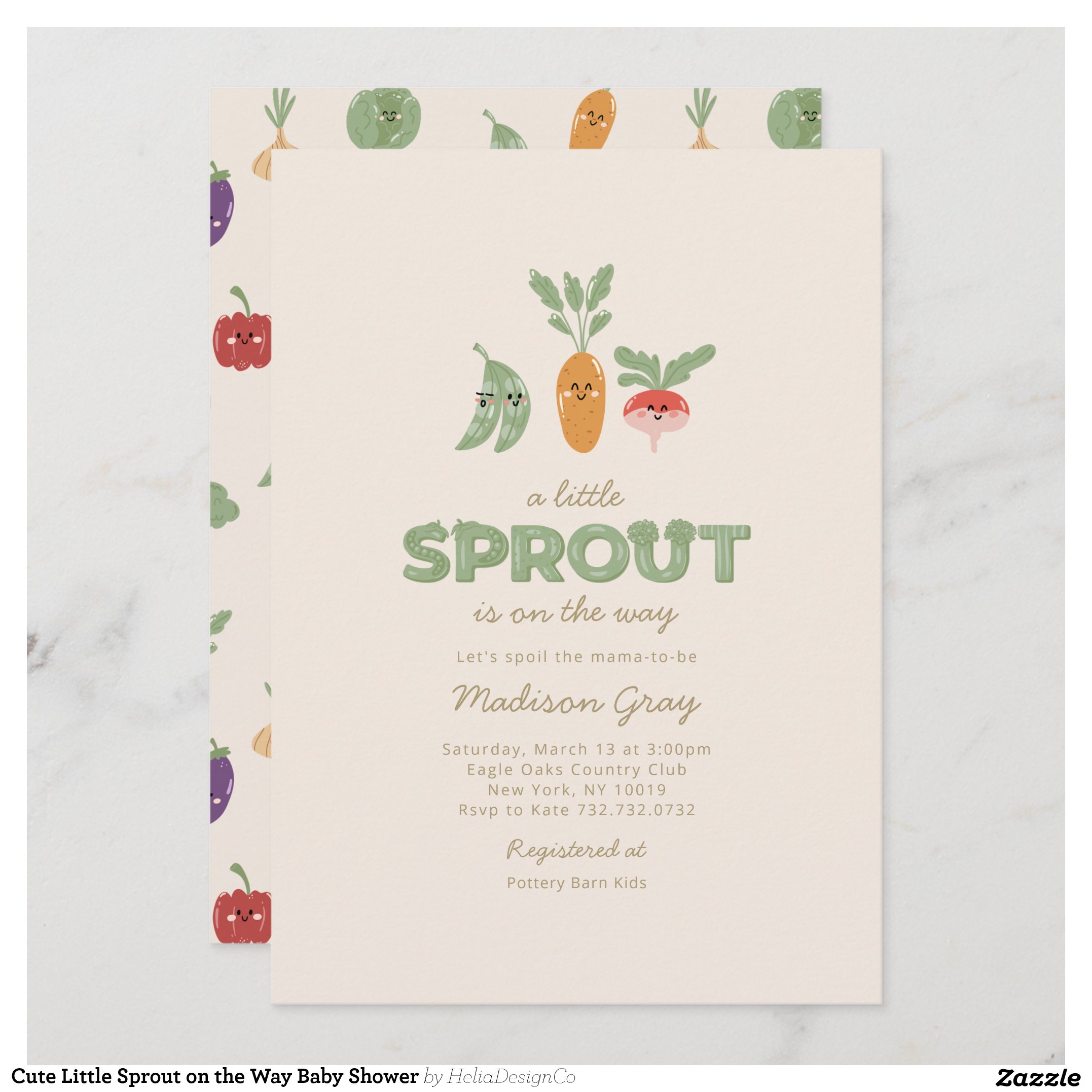 Cute Little Sprout on the Way Baby Shower Invitation