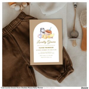 Cute Locally Grown Farm Chicken Mouse Baby Shower Invitation