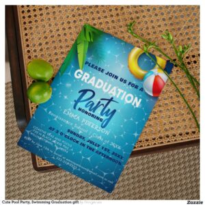 Cute Pool Party, Swimming Graduation gift Invitation
