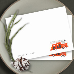 Cute Red Firetruck Engine Kids Any Age Birthday Note Card