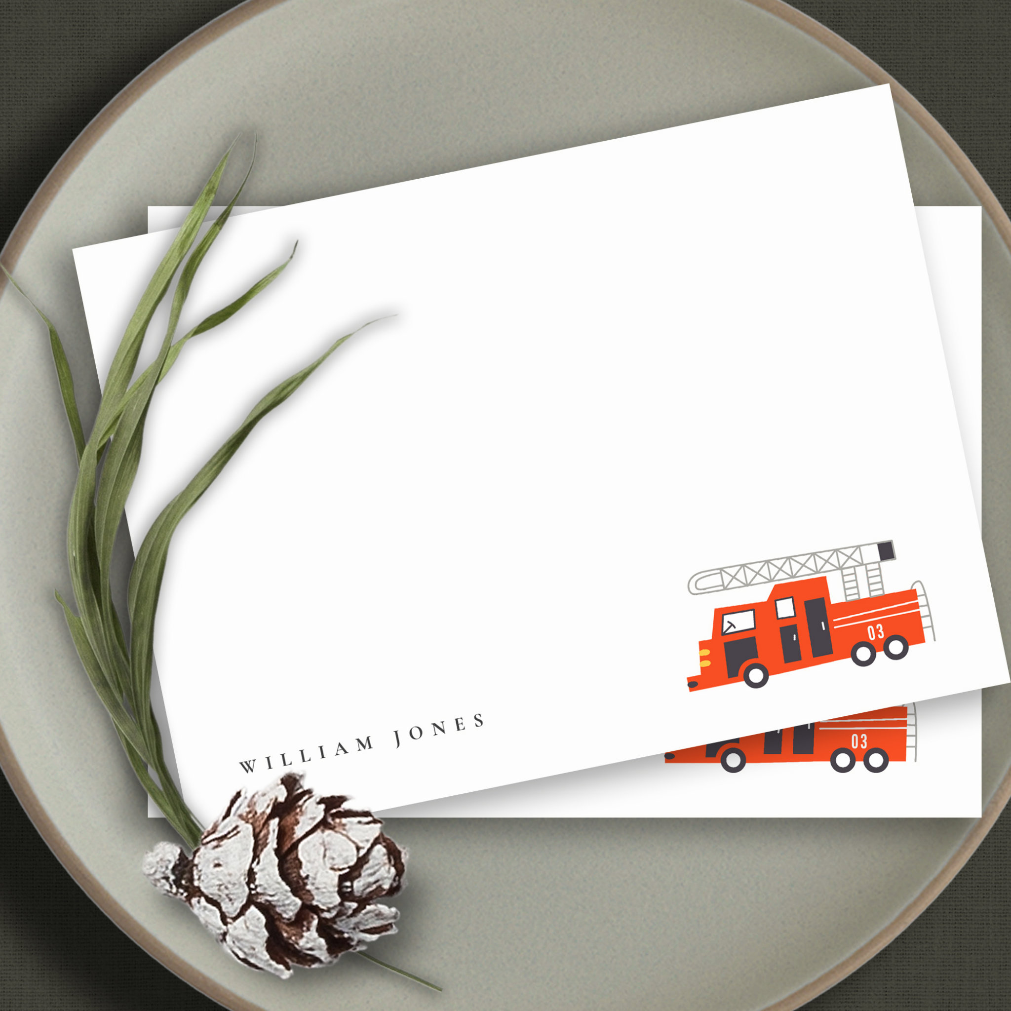 Cute Red Firetruck Engine Kids Any Age Birthday Note Card