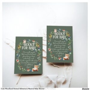 Cute Woodland Animal Adventure Neutral Baby Shower Enclosure Card