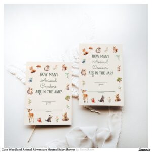 Cute Woodland Animal Adventure Neutral Baby Shower Enclosure Card