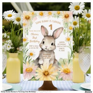 Daisy Some Bunny is Turning One Birthday Invitation