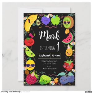Dancing Fruit Birthday Invitation