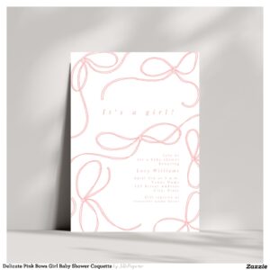 Delicate Pink Bows Girl Baby Shower Coquette Invitation