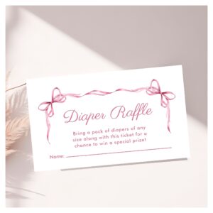 Diaper Raffle Coquette Bows Baby Girl Shower Enclosure Card